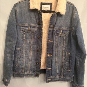 Mens Small Sherpa Lined Denim Jacket